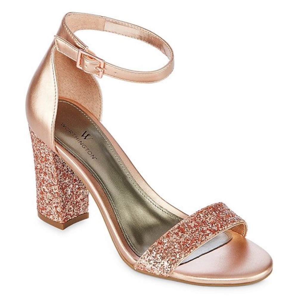 Worthington Rose Gold Glitter Block Heel